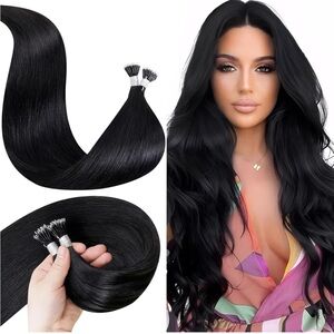 NWT PROFESSIONAL Nano Bead Hair Extensions Human Hair Jet Black 22 inch 50s 50g